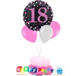 composizione 1 palloncino mylar + 3 lattice ad elio 18 anni rosa