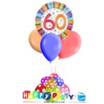 composizione 1 palloncino mylar + 3 lattice ad elio 60 anni colorati