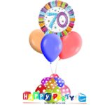 composizione 1 palloncino mylar + 3 lattice ad elio 70 anni colorati