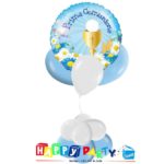 composizione 1 palloncino mylar + 3 lattice ad elio comunione azzurra