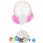 composizione 1 palloncino mylar + 3 lattice ad elio comunione rosa oro