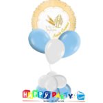 composizione 1 palloncino mylar + 3 lattice ad elio cresima oro azzurra