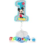 composizione 1 palloncino mylar primo compleanno azzurro topolino numero grande