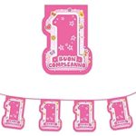 festone compleanno 1 anno rosa