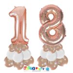 centrotavola palloncini numeri mylar 18 anni rosa gold