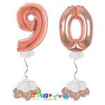 palloncini BASE da terra numeri 100cm 90 anni rosa gold